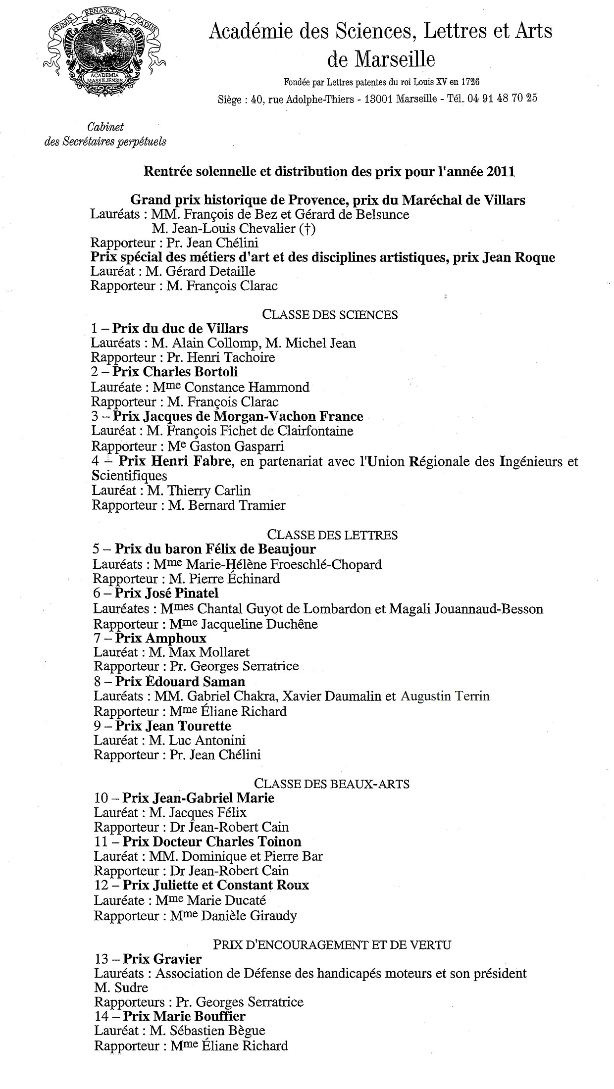 Prix 2011